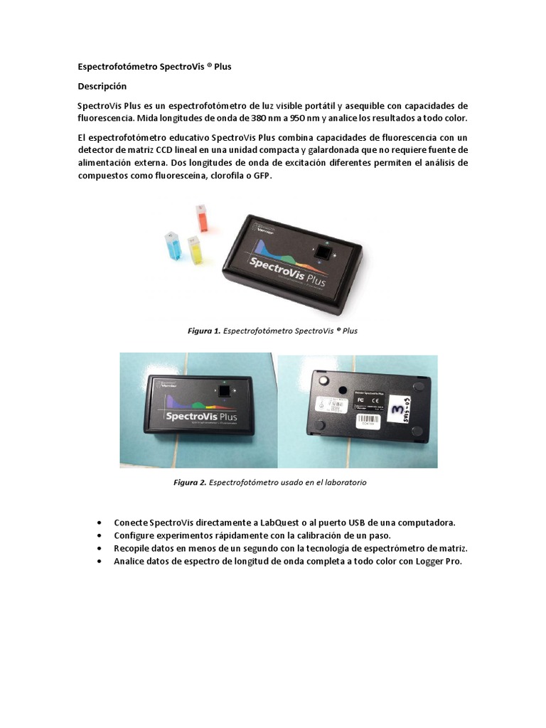 Espectrofotómetro SpectroVis | PDF | Fluorescencia | Espectroscopia