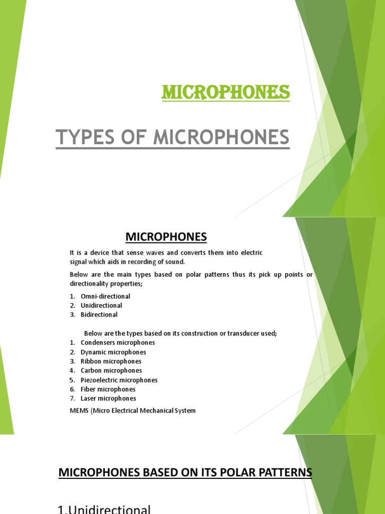 Types of Microphones for Presentations | PDF | Microphone | Sound ...