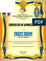 Certificate of Appreciation: Fredy Dizon