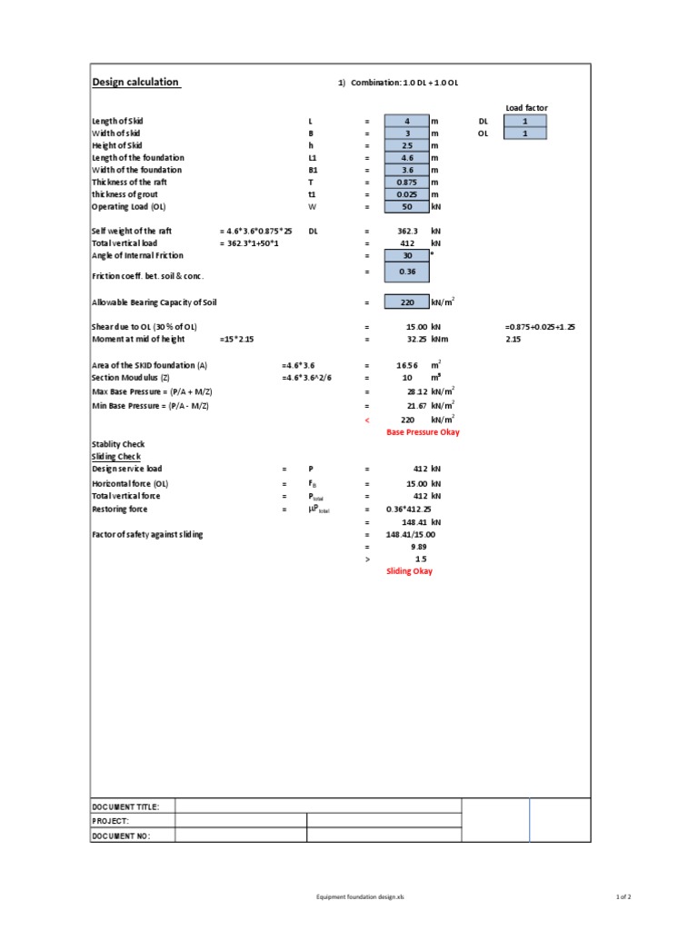 Equipment Foundation Design Calculations | PDF | Economic Sectors ...