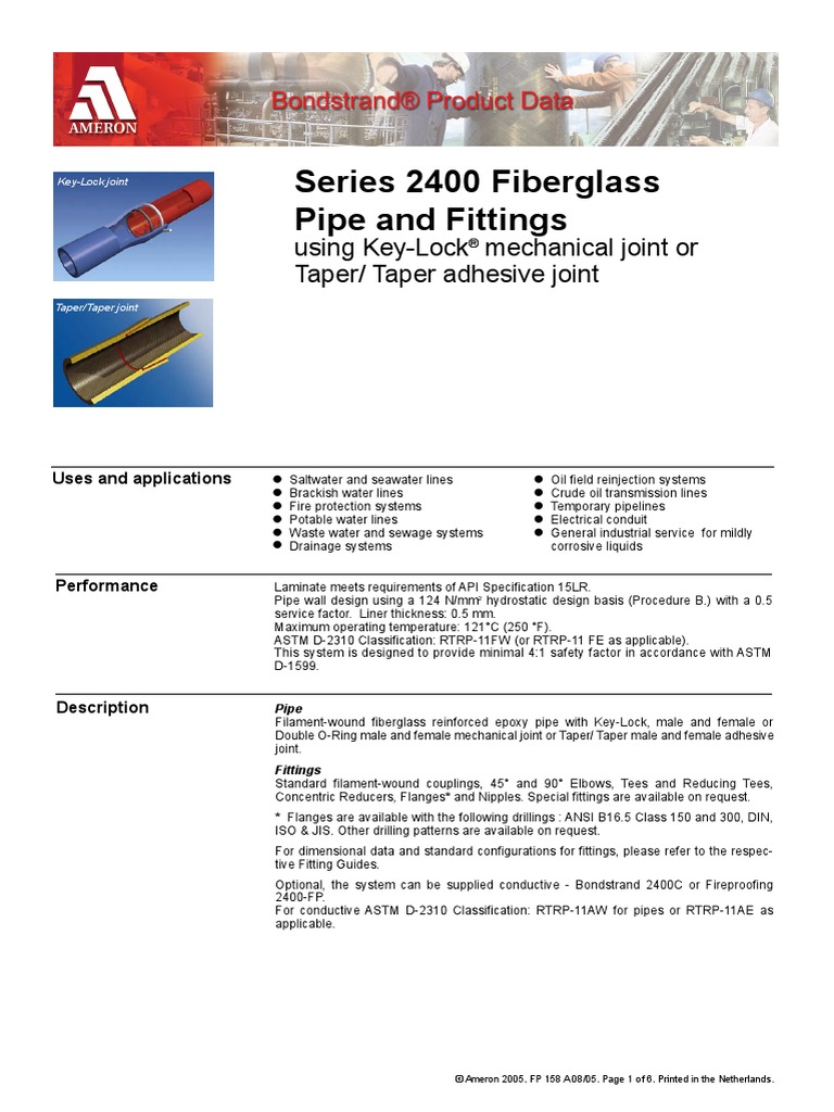 Bondstrand Series 2400 Fiberglass Pipe and Fittings PDF Pipe (Fluid
