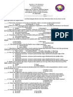 Libertad National High School First Quarter Exam in Grade 10 Science SY 2019-2020