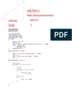 Lab Test 2 Name: Hafiz Muhammad Anas Cms Id: 244774 Synd: C