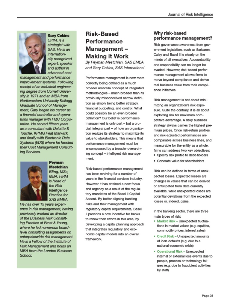 Risk-Based Performance Management - Making It Work: Gary Cokins | PDF ...