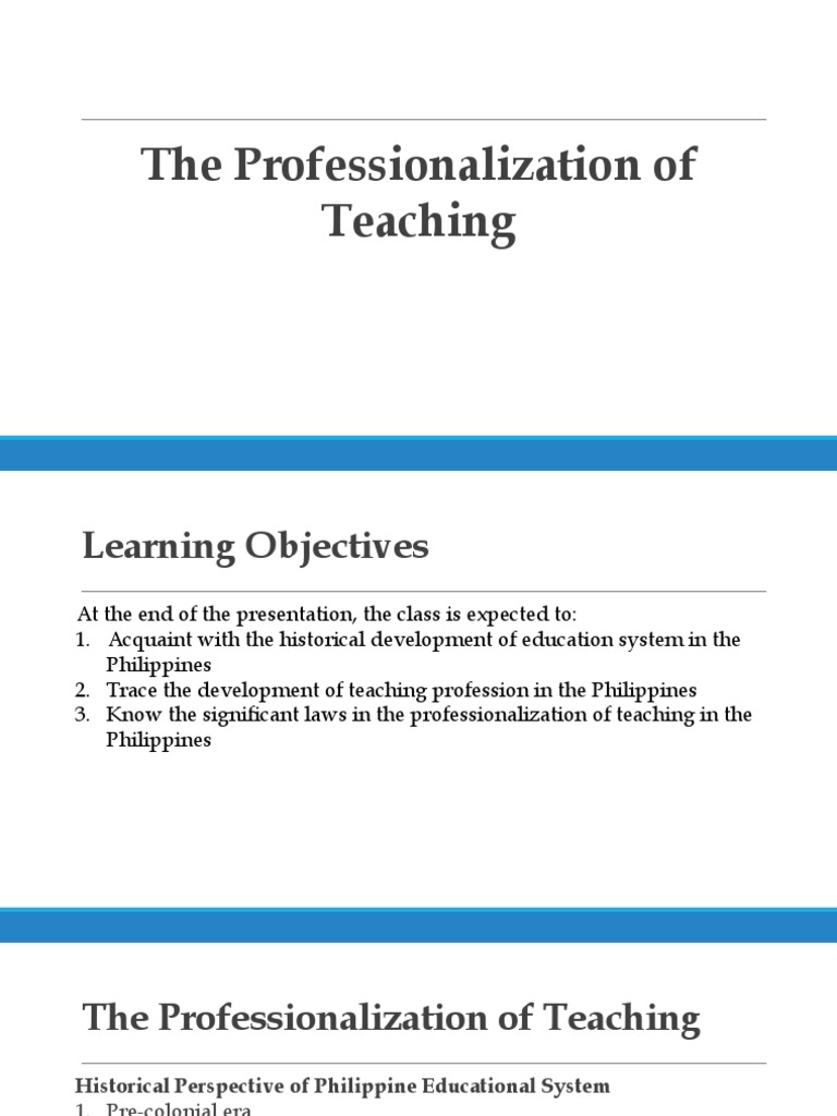 Professionalization of Teaching in the Philippines | PDF | Unesco ...