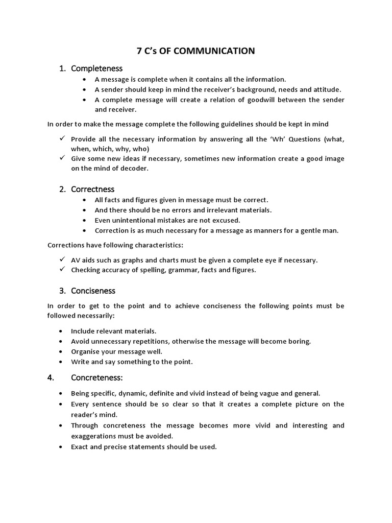 7 C's of Communication | PDF | Communication | Human Communication