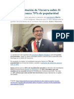 Ipsos Aprobación de Vizcarra Subió 31 Puntos y Alcanza 79 de Popularidad