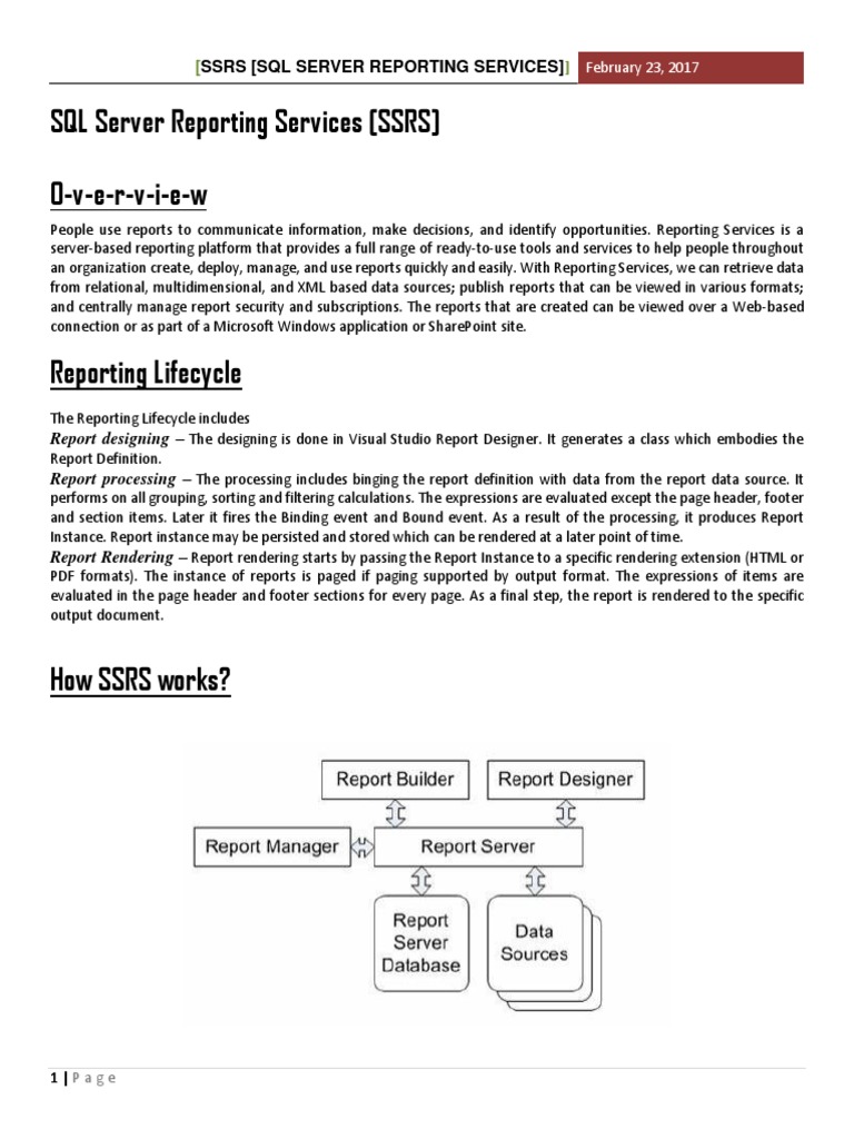 SQL Server Reporting Services (SSRS) O-V-E-R-V-I-E-W | PDF | Share ...