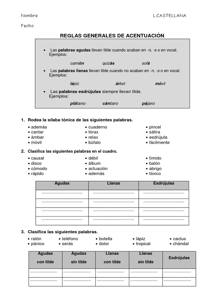 Reglas de Acentuación en Español | PDF | Voz humana | Comunicación oral