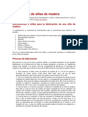 Fabricación de Sillas de Madera | PDF | Herramientas | Silla