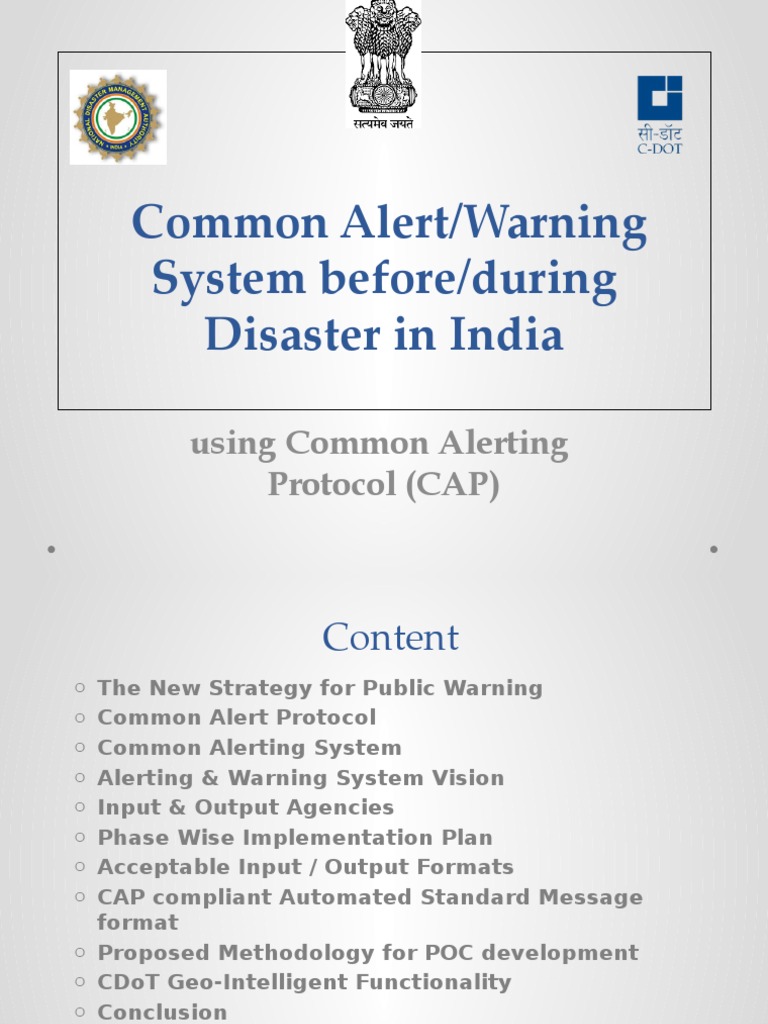 CAP Implementation for Disaster Alerts in India | PDF ...