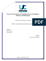 Ciência e Recolha Preliminar de Dados para Pesquisa