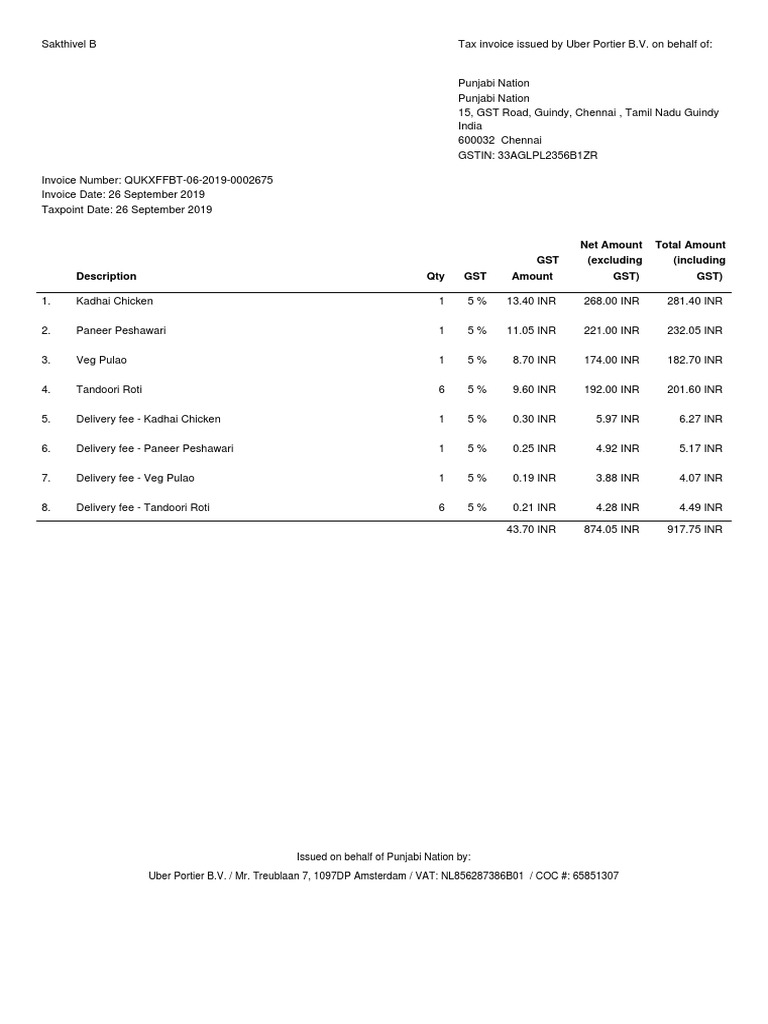 Punjabi Nation Tax Invoice Details | PDF | Value Added Tax | Services ...