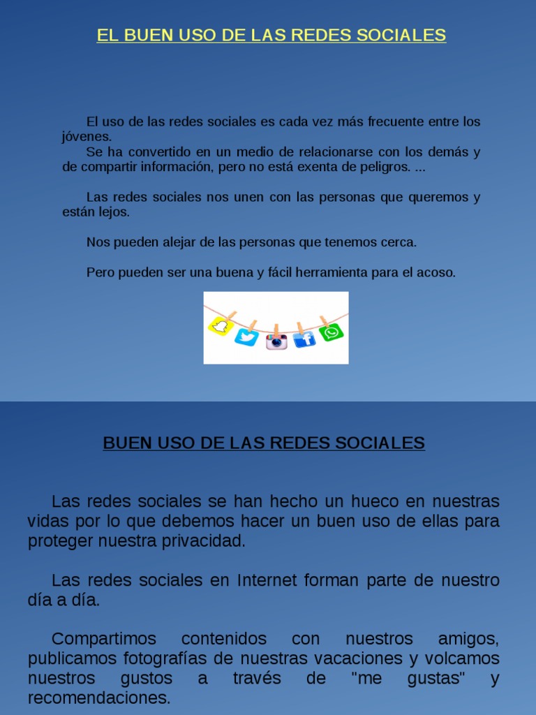 Buen Uso de las Redes Sociales | PDF | Servicio de redes sociales ...