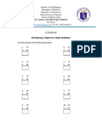 Multiplying 2-Digits by 2-Digit Multiplier: Activity #1