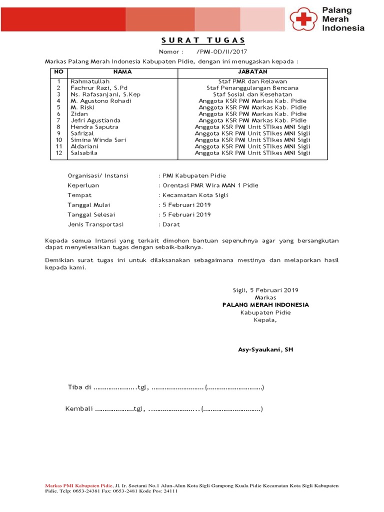 Contoh Surat Tugas
