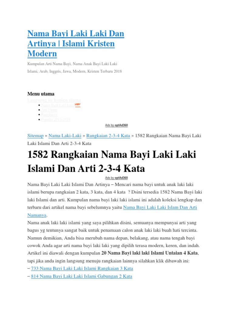 1582 Rangkaian Nama Bayi Laki Laki Islami Dan Arti 2 3 4 Kata