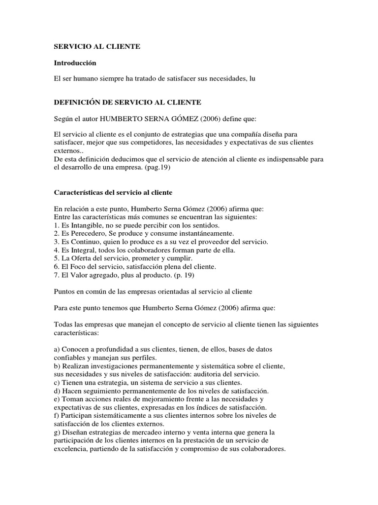 Definición y Elementos del Servicio al Cliente | PDF | La satisfacción ...