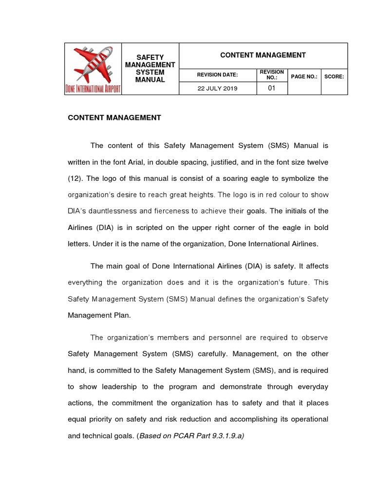 Safety Management System Manual | PDF | Risk Management | Risk Assessment
