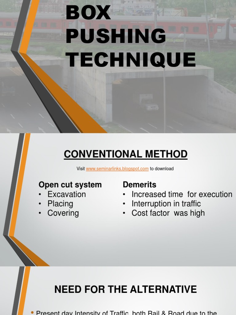 Box Pushing Technique Overview | PDF | Precast Concrete | Tunnel