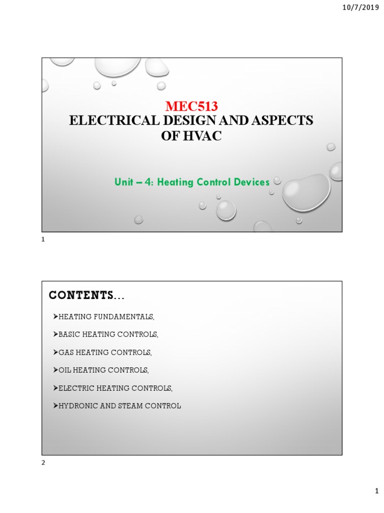 Electrical Design and Aspects of Hvac Unit 4 Heating Control