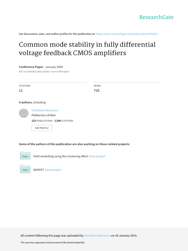 Common Mode Stability in Fully Differential Voltage Feedback CMOS