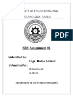 University of Engineering and Technology, Taxila: SRS Assignment 01