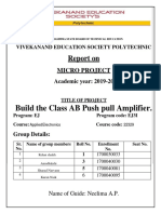 Build The Class AB Push Pull Amplifier.: Report On