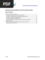 IB Interview Guide, Module 4: Private Company Analysis: Table of Contents