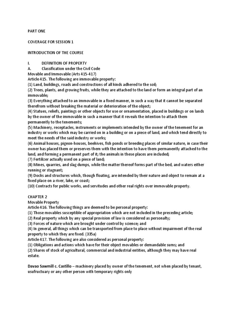 A. Movable and Immovable Property PDF Property Real Property