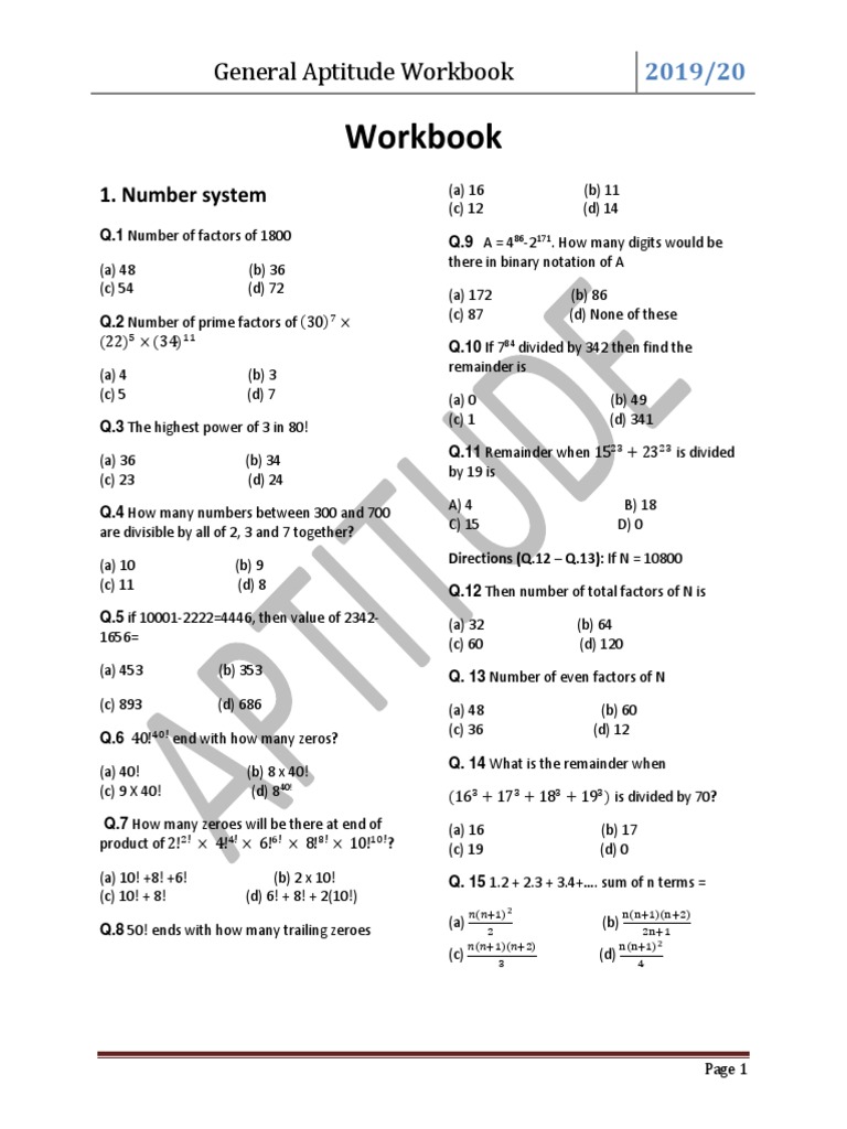Aptitude Workbook | PDF | Speed | Compound Interest