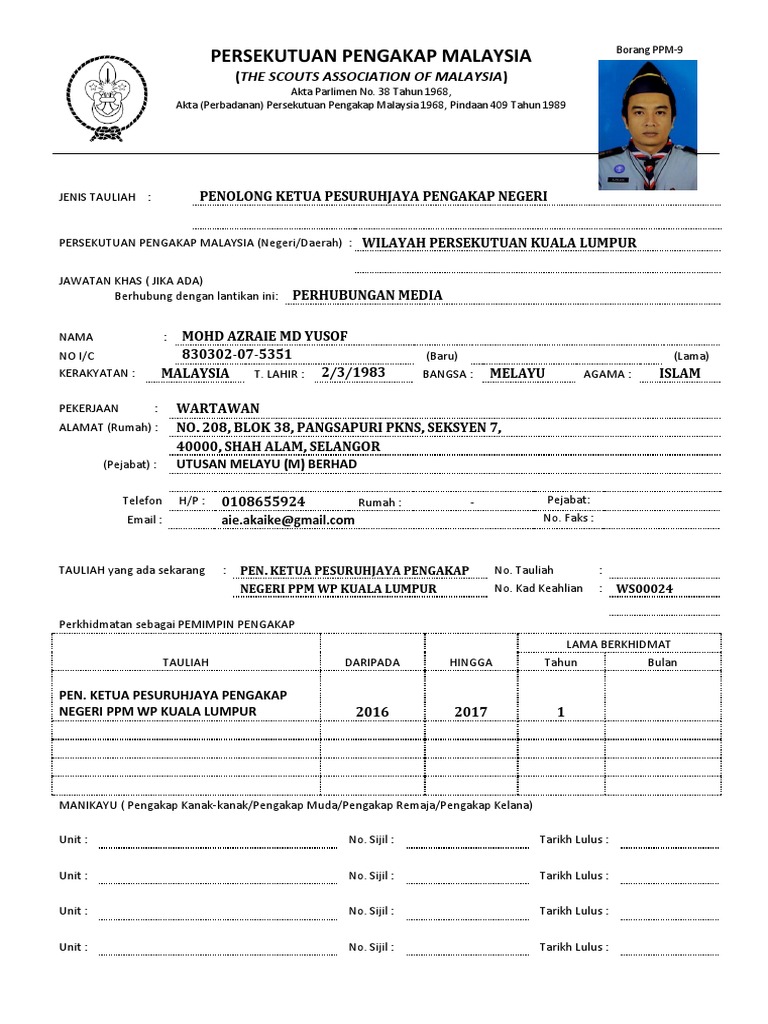 Borang Tauliah Pesuruhjaya Pengakap Pdf