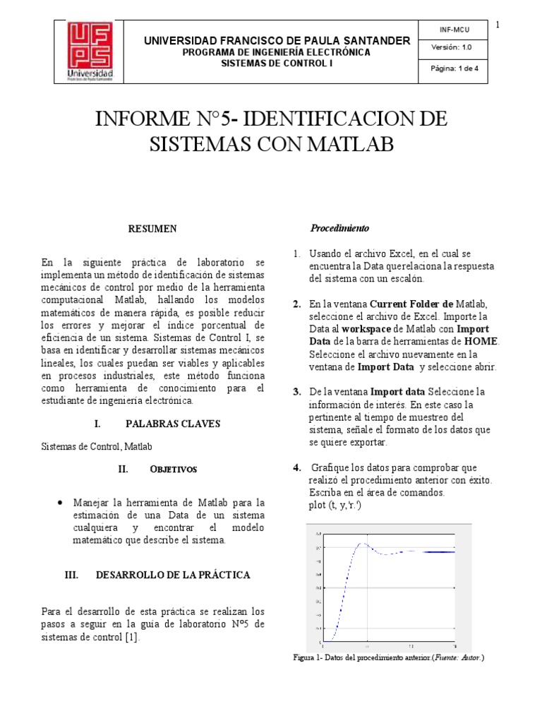 Identificación de Sistemas con Matlab | PDF | Sistema de control | Matlab