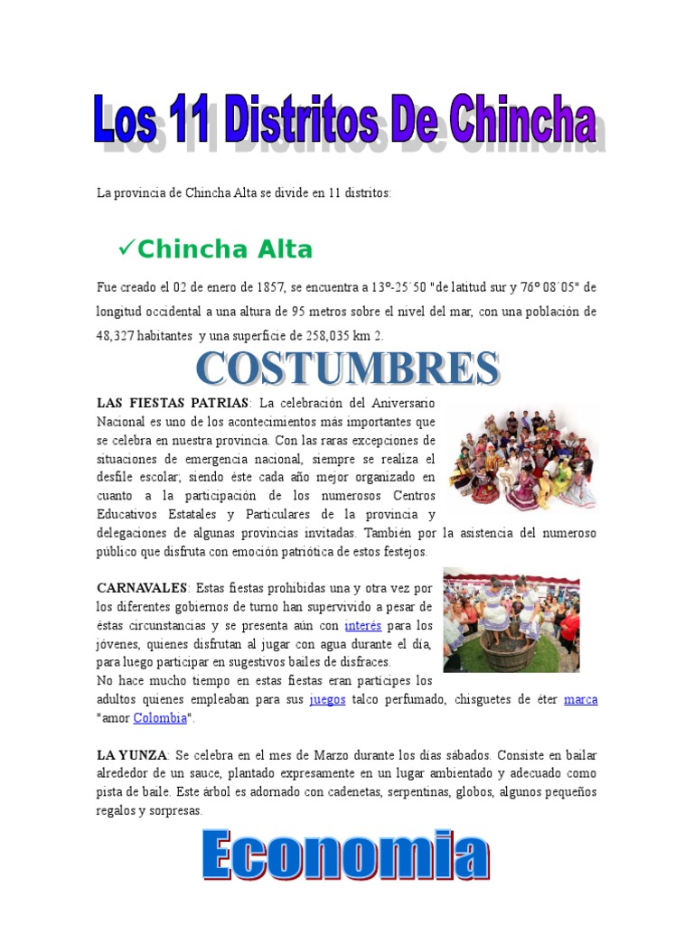Los 11 Distritos de Chincha 2 PDF Agricultura