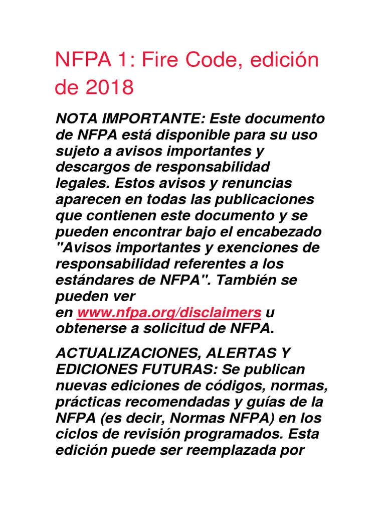 NFPA 1 Codigo de Fuego | PDF | Incidente de emergencia | Naturaleza