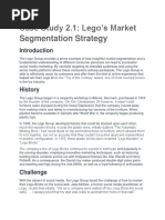 Case Study 2.1: Lego's Market Segmentation Strategy