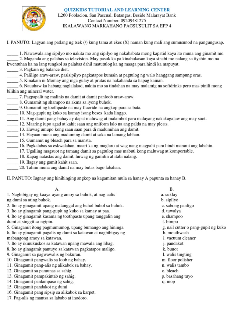Grade 4 Epp | PDF