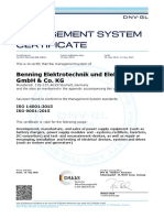 Benning Elektrotechnik Und Elektronik GMBH & Co. KG: Iso 14001:2015 Iso 9001:2015