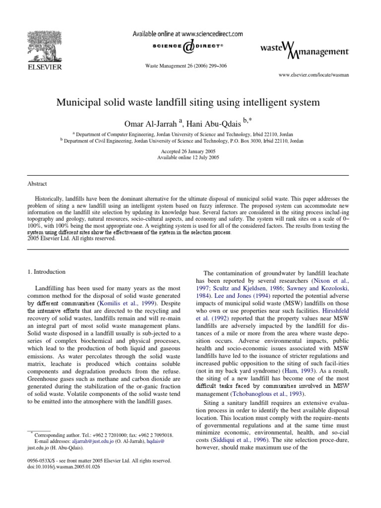 Municipal Solid Waste Landfill Siting Using Intelligent System | PDF ...