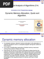 Design and Analysis of Algorithms 214.: Introduction To The C Programming Language