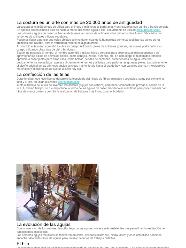 Historia y evolución de la costura | PDF | Textiles