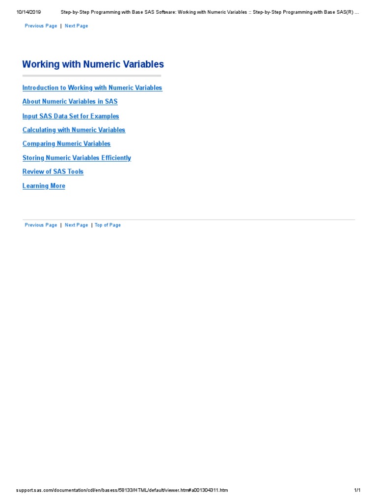 Working with Numeric Variables in SAS | PDF | Computers