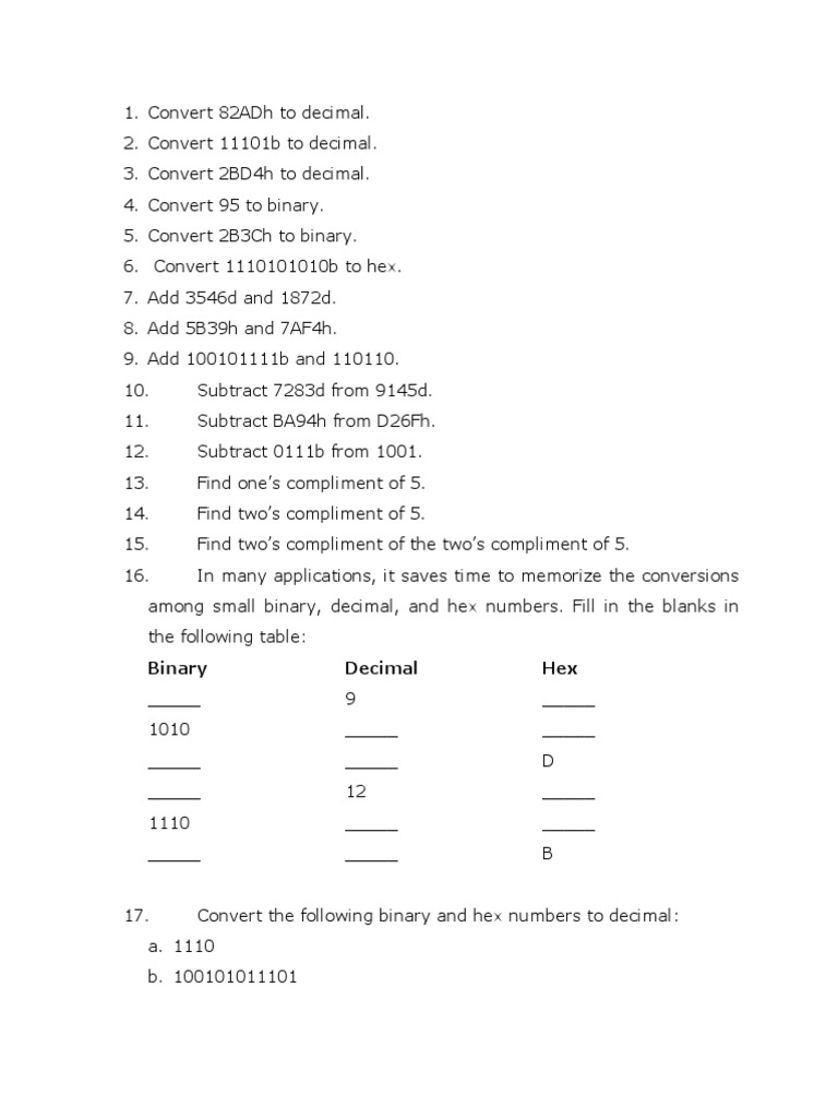 Hex and Binary Conversion Guide | PDF | Business | Finance & Money ...