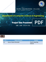 Project Idea Presentation: Department of Computer Science & Engineering