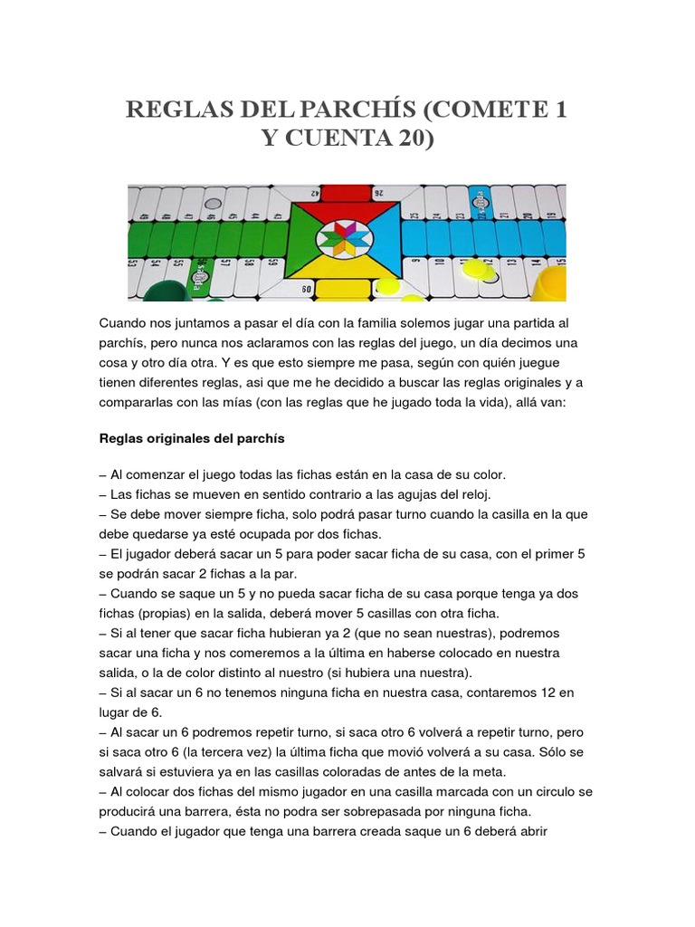 Reglas Del Parchis Juegos De Habilidad Mental Juego De Azar