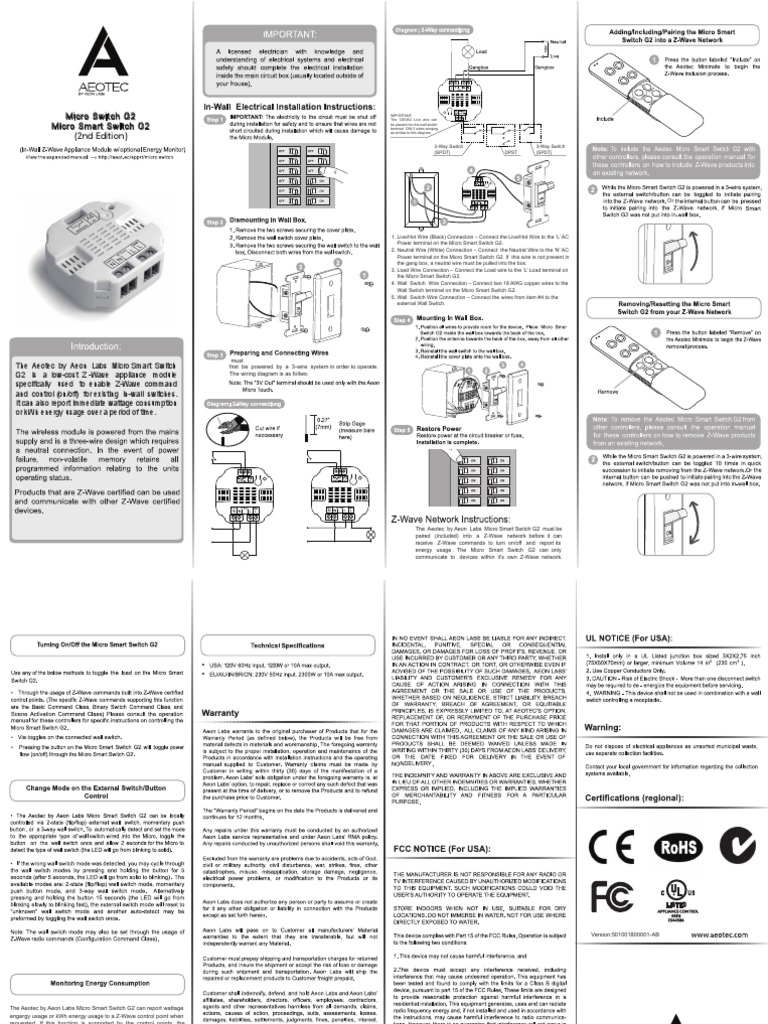 Aeotec Micro Switch G2 Manual edu.svet.gob.gt