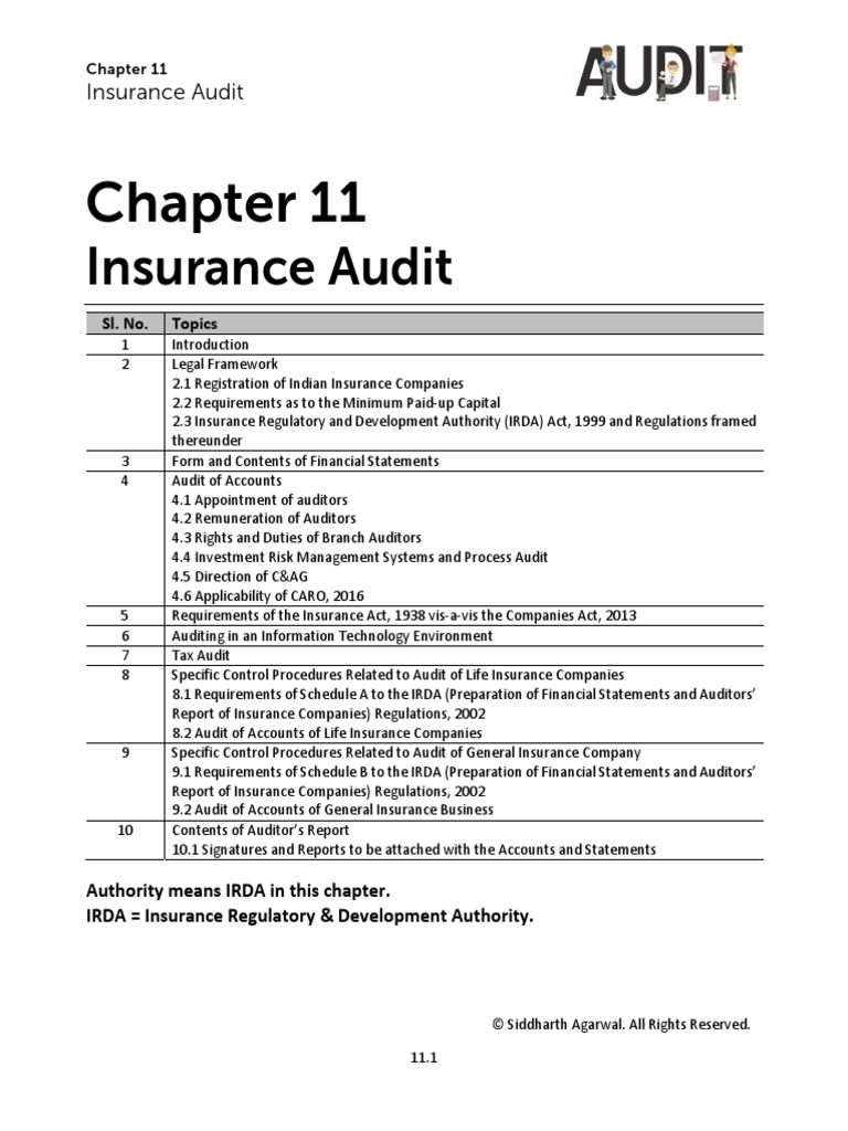 Audit of Insurance Companies Notes Insurance Historical Cost