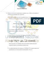 Desarrollo de la actividad de conversión de unidades y cálculo de propiedades térmicas