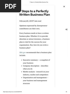 7 Steps to a Perfectly Written Business Plan