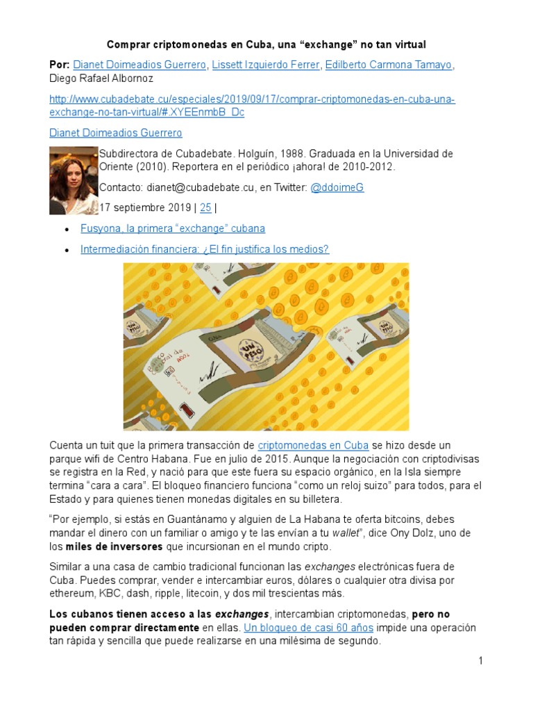 Criptomonedas en Cuba: Fusyona y su impacto | PDF | Criptomoneda | Bitcoin